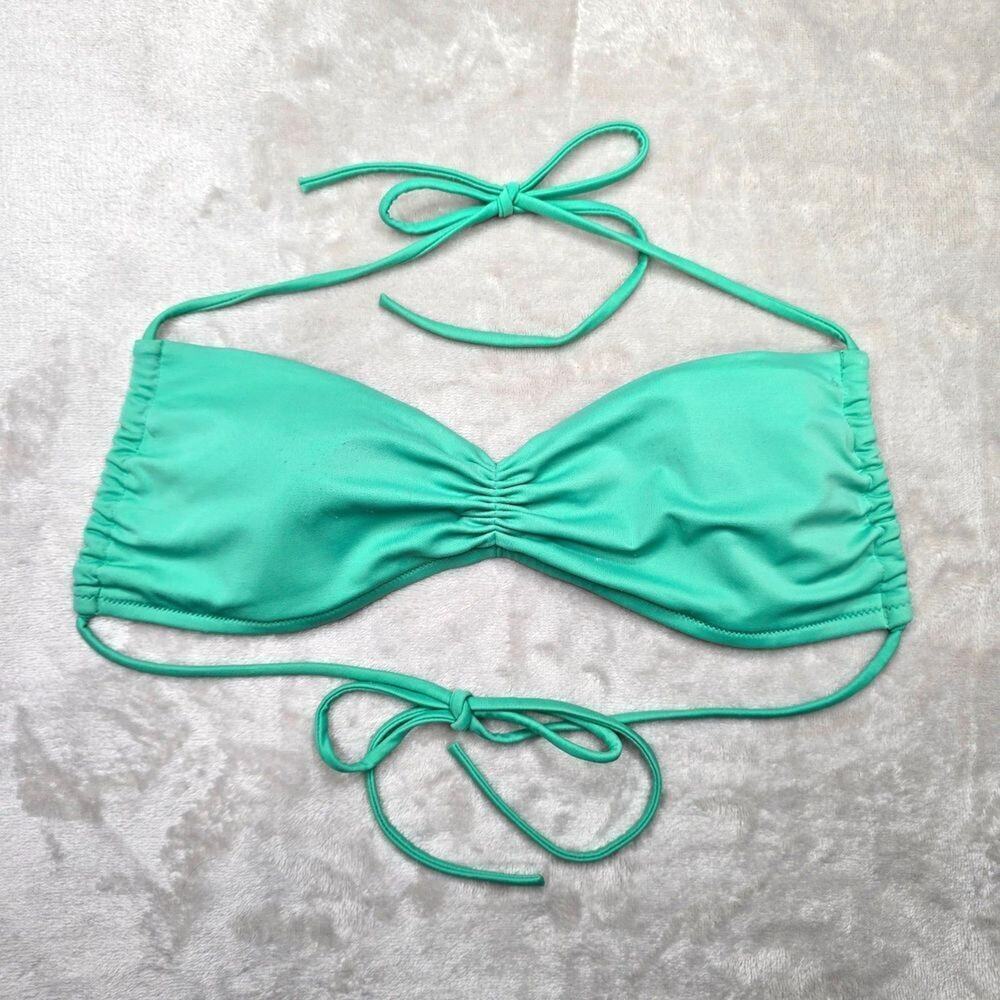 Victoria's Secret Green Bikini Halter Padded Top String Tie Swimwear Small